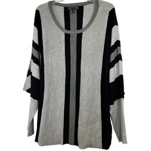 Sienna Sage Rib Knit Dolman Sleeved Sweater Vertical Stripes Rayon Blend 2X Plus